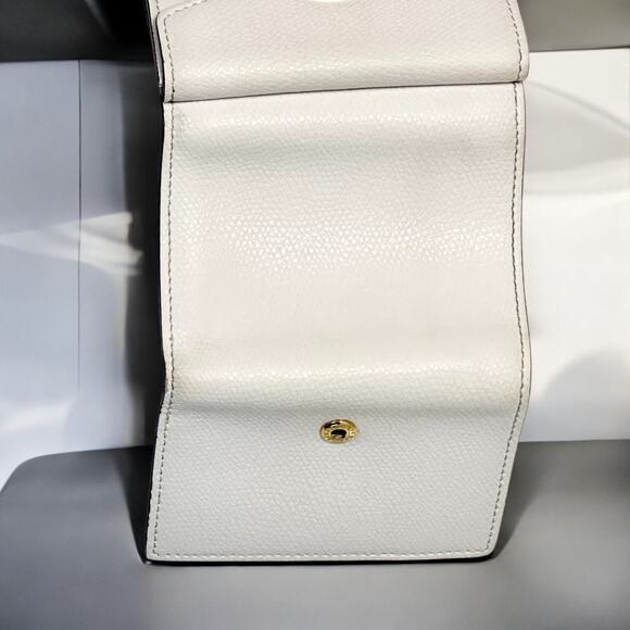 FENDI White Trifold Micro Wallet Grained Leather New F Logo Gold Snap 8M0395 - Picture 14 of 16